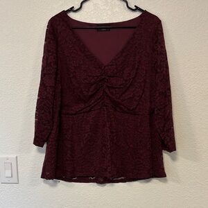 Lane Bryant Deep Red Lace Blouse